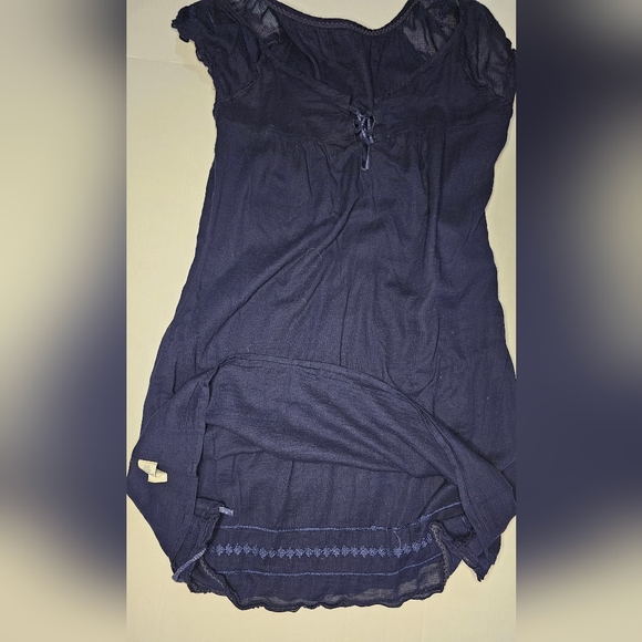 [AEO] Navy Blue Cap Sleeve Vintage Y2K Boho Mini Dress - 14 Navy Blue - Picture 12 of 15